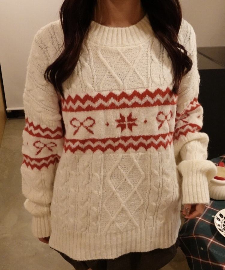 リボンノルディックニット IVORY