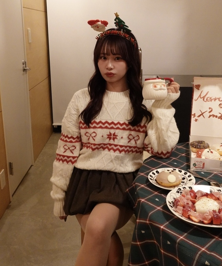 リボンノルディックニット IVORY