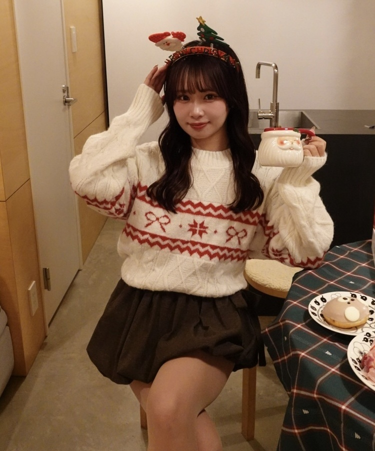 リボンノルディックニット IVORY