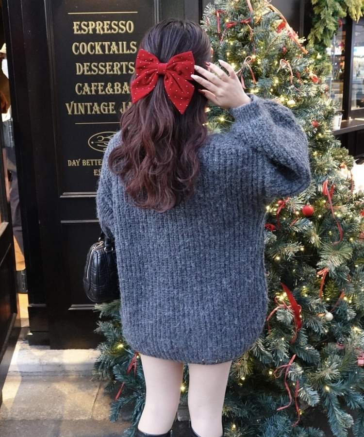 보카시 박시핏 니트 원피스 차콜