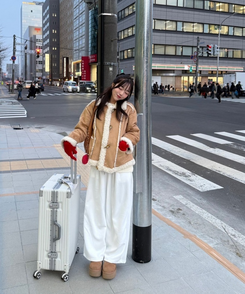 파스텔 리본 울장갑 레드