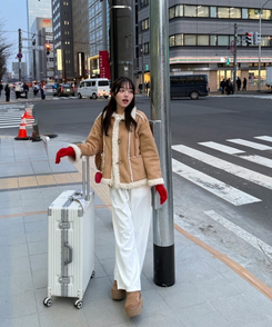 파스텔 리본 울장갑 레드