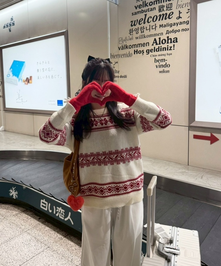 파스텔 리본 울장갑 레드