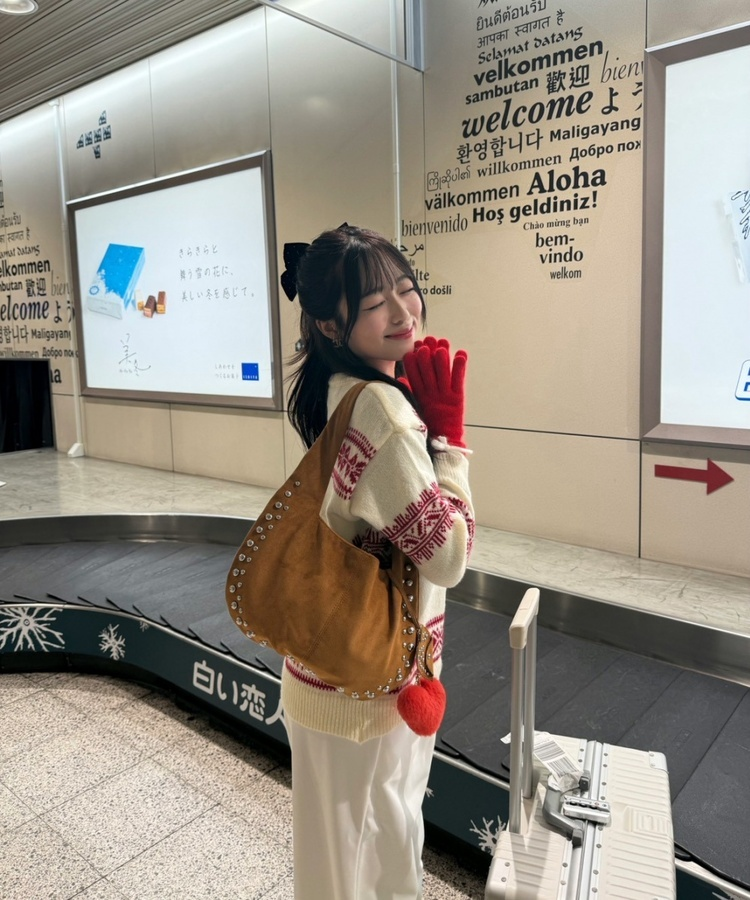 파스텔 리본 울장갑 레드