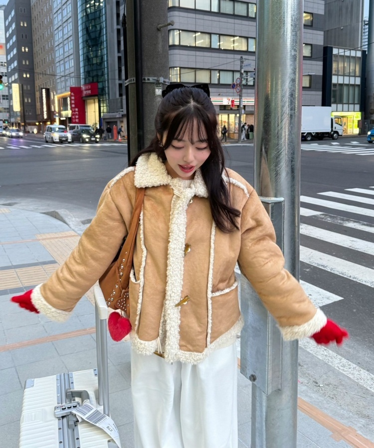 파스텔 리본 울장갑 레드