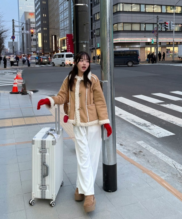 파스텔 리본 울장갑 레드