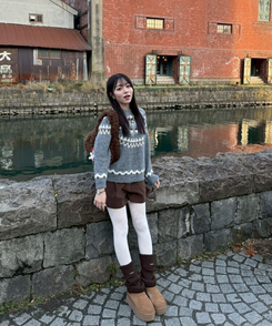 아가일 펀칭 스타킹 아이보리