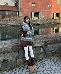 아가일 펀칭 스타킹 아이보리