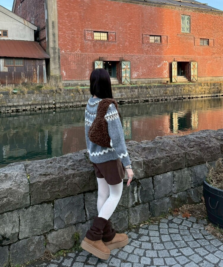 아가일 펀칭 스타킹 아이보리