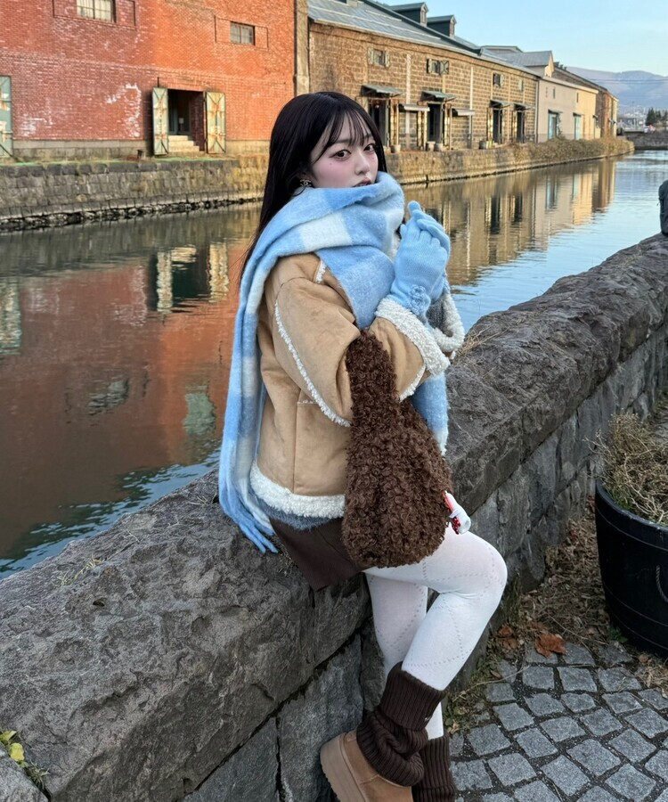 아가일 펀칭 스타킹 아이보리