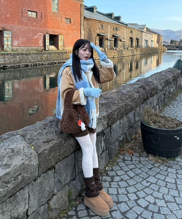 아가일 펀칭 스타킹 아이보리