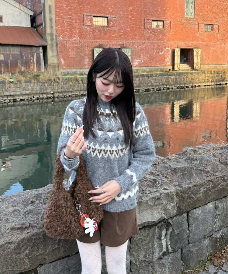 アーガイルポイントタイツ IVORY