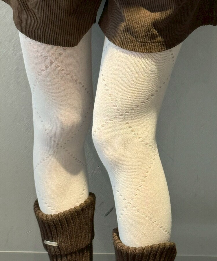 アーガイルポイントタイツ IVORY
