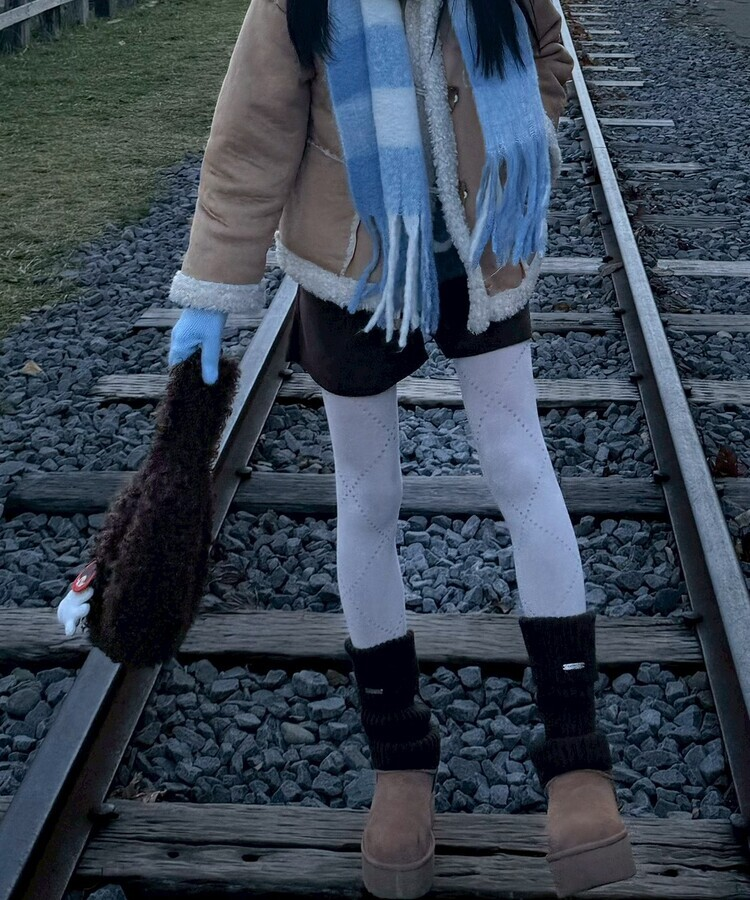 アーガイルポイントタイツ IVORY