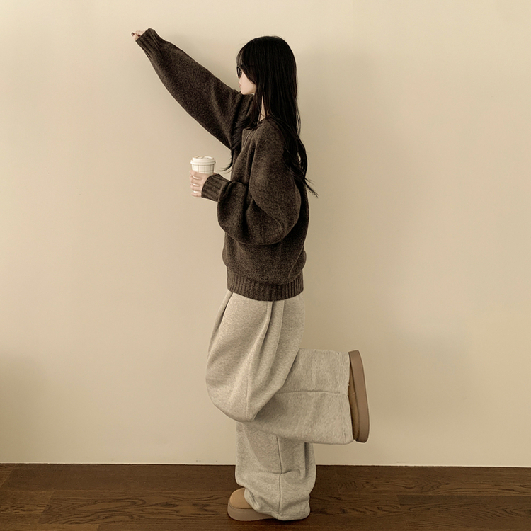 부드러운 폭닥함 여리여리 아방핏 라운드넥 래글런 오버핏 나그랑 오버핏 긴팔니트 빅사이즈 딥브라운