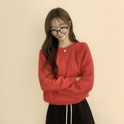 여리함 보장하는 글로리 나그랑 겨울 라운드 와펜 긴팔 니트 레드