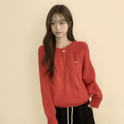 여리함 보장하는 글로리 나그랑 겨울 라운드 와펜 긴팔 니트 레드