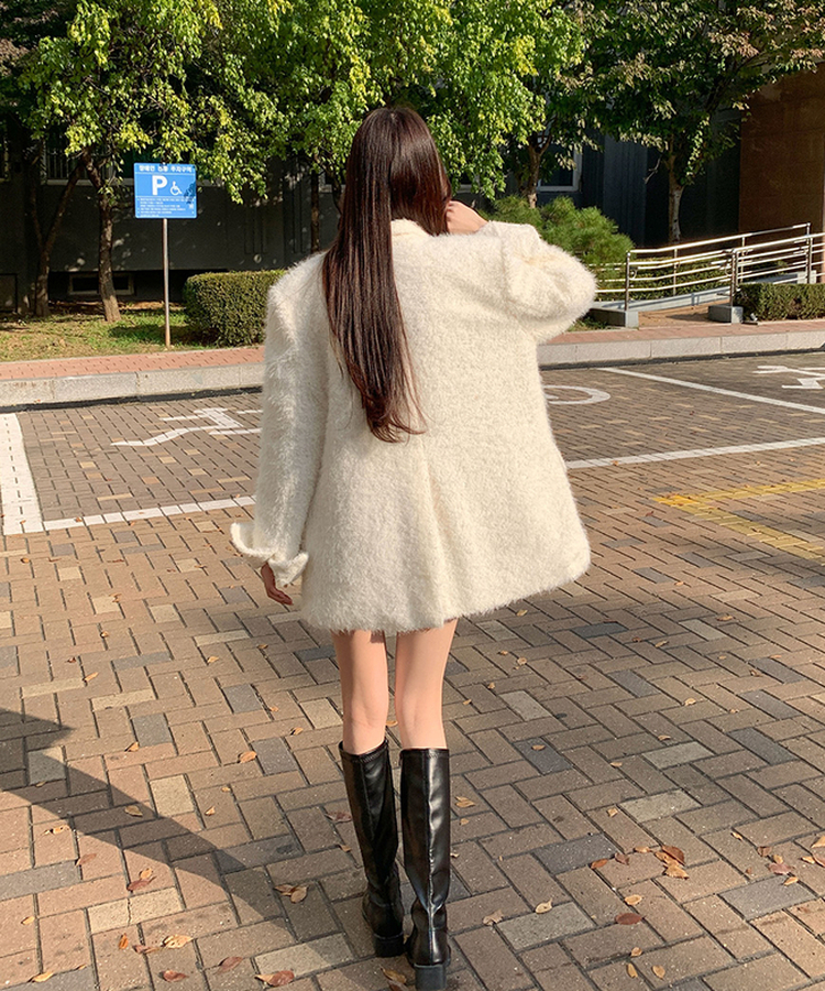 부클 누빔 안감 퍼 어깨패드 겨울 하객룩 자켓