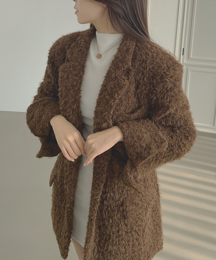 부클 누빔 안감 퍼 어깨패드 겨울 하객룩 자켓