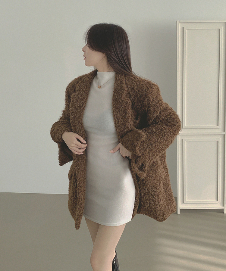 부클 누빔 안감 퍼 어깨패드 겨울 하객룩 자켓