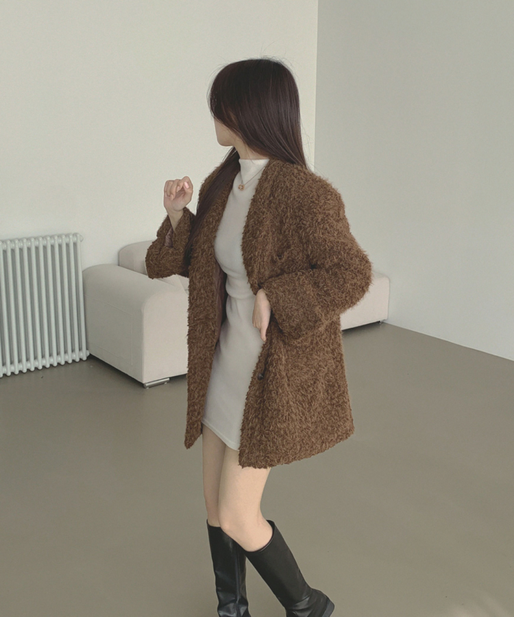 부클 누빔 안감 퍼 어깨패드 겨울 하객룩 자켓