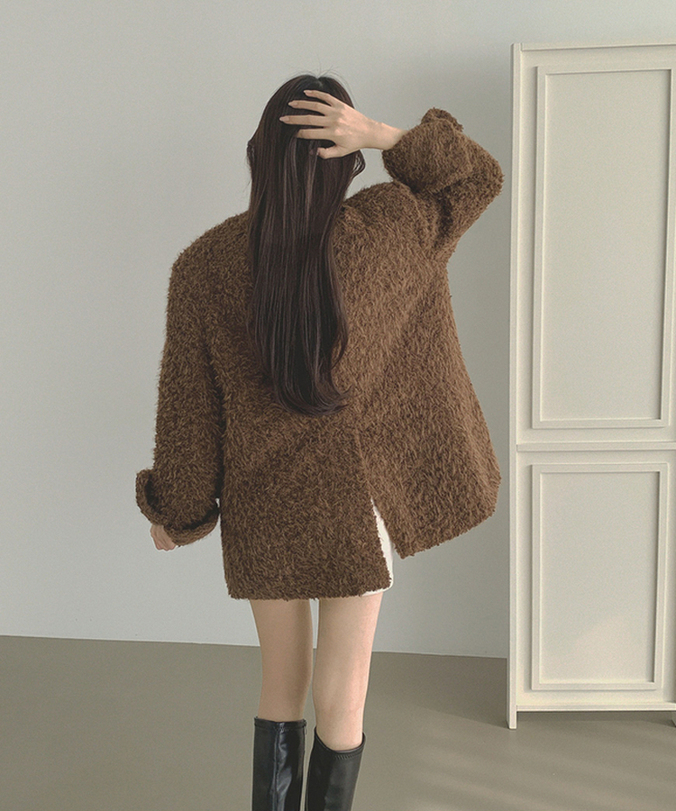 부클 누빔 안감 퍼 어깨패드 겨울 하객룩 자켓