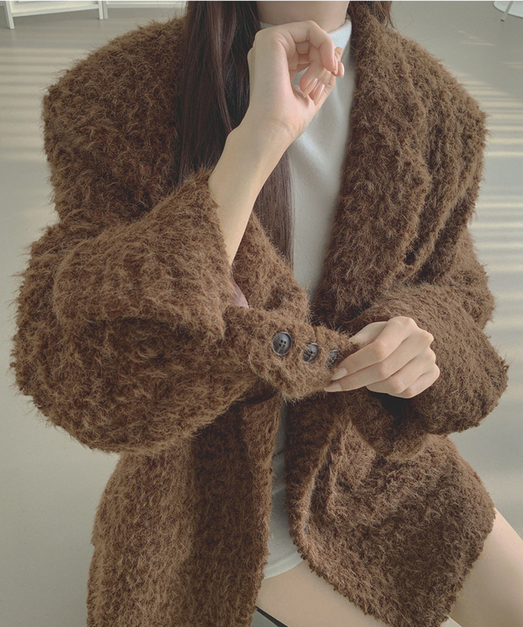 부클 누빔 안감 퍼 어깨패드 겨울 하객룩 자켓