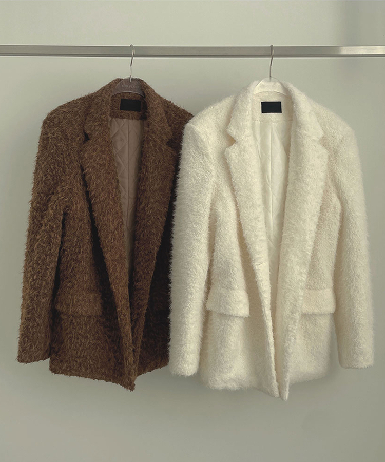 부클 누빔 안감 퍼 어깨패드 겨울 하객룩 자켓