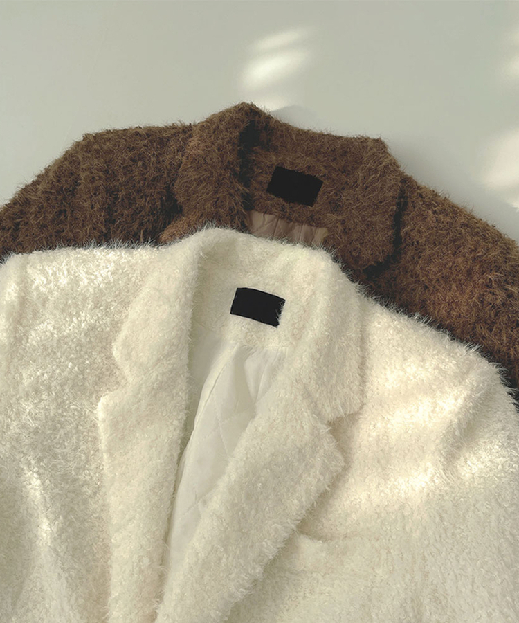 부클 누빔 안감 퍼 어깨패드 겨울 하객룩 자켓