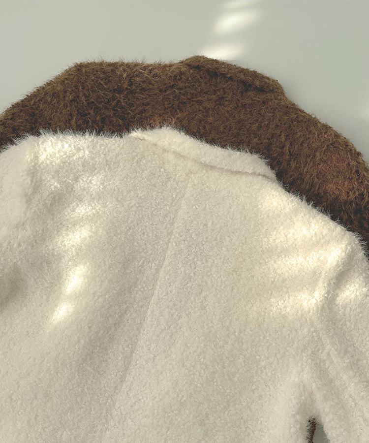 부클 누빔 안감 퍼 어깨패드 겨울 하객룩 자켓