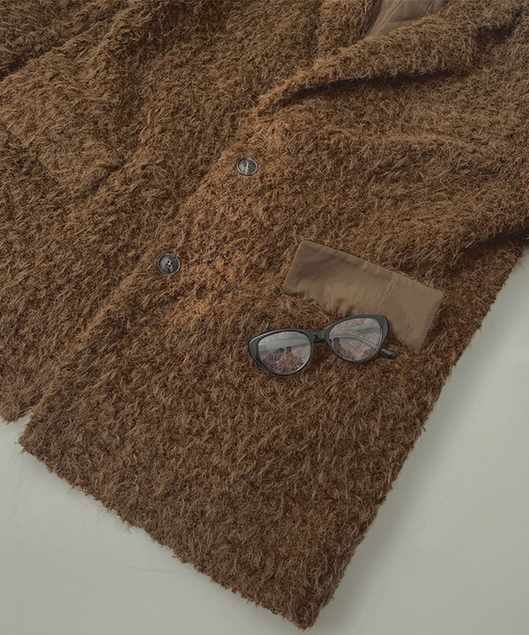 부클 누빔 안감 퍼 어깨패드 겨울 하객룩 자켓