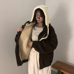 ルーズコーデュロイフードジャケットジャンパー BROWN