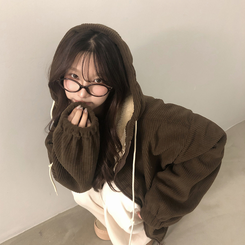 ルーズコーデュロイフードジャケットジャンパー BROWN