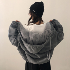 ルーズコーデュロイフードジャケットジャンパー GREY