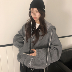 ルーズコーデュロイフードジャケットジャンパー GREY