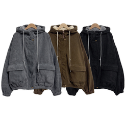 ルーズコーデュロイフードジャケットジャンパー