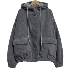 ルーズコーデュロイフードジャケットジャンパー