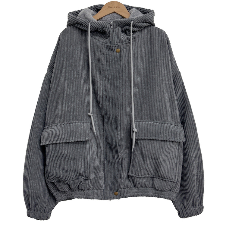 ルーズコーデュロイフードジャケットジャンパー