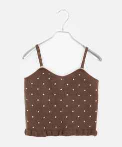 【SET】ドットキャミソール＋フリルニットカーディガン