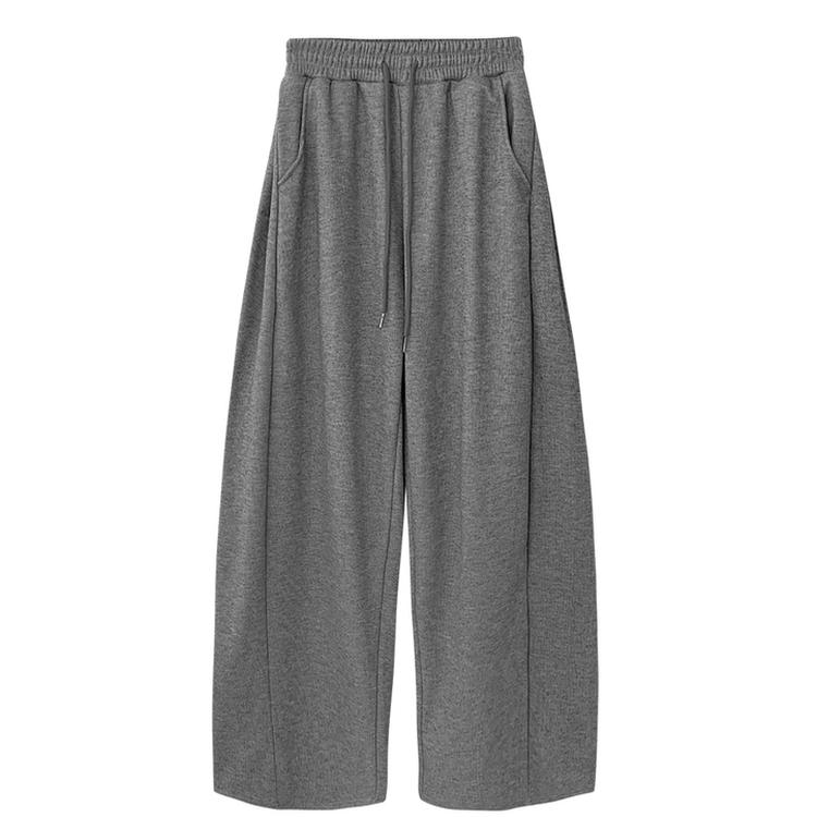 히버 니트 사이드 핀턱 와이드 기모 밴딩 트레이닝 팬츠