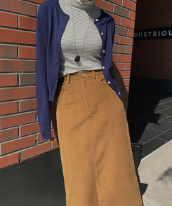 ストライプタートルネックTシャツ IVORY