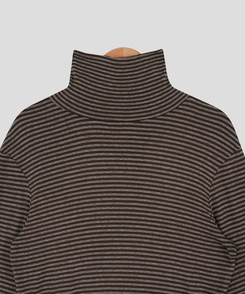 ストライプタートルネックTシャツ