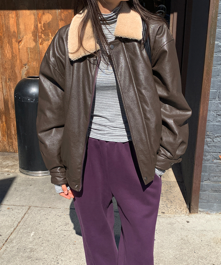 ストライプタートルネックTシャツ GREY