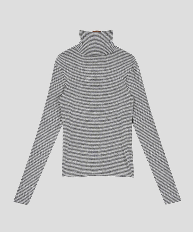 ストライプタートルネックTシャツ