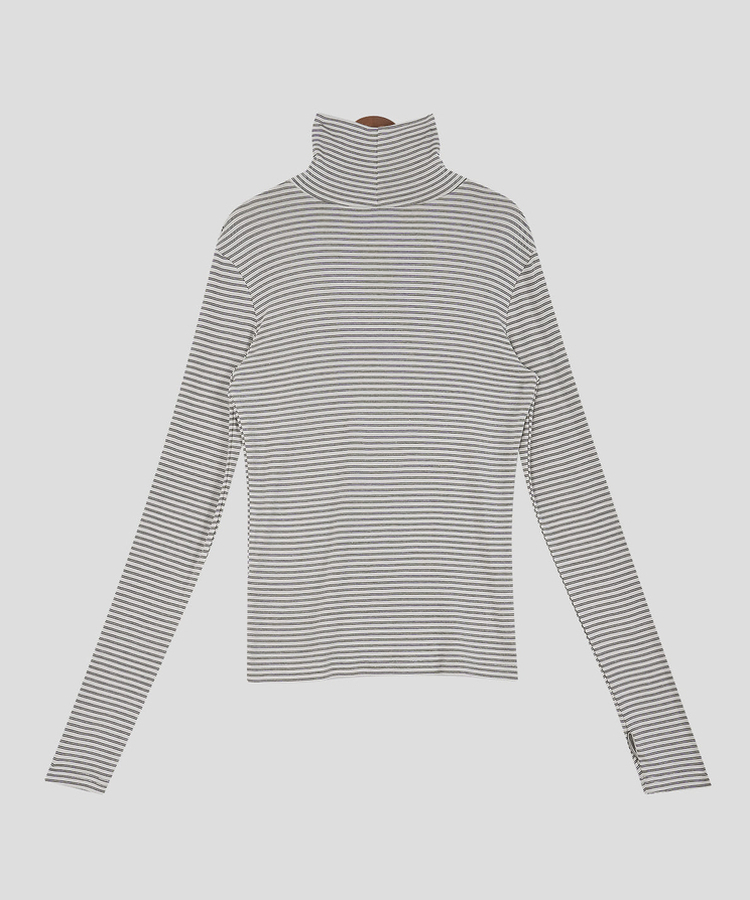 ストライプタートルネックTシャツ