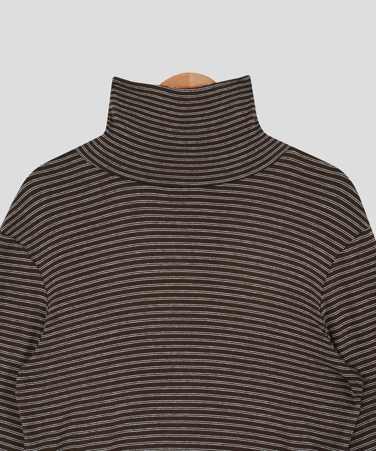 ストライプタートルネックTシャツ