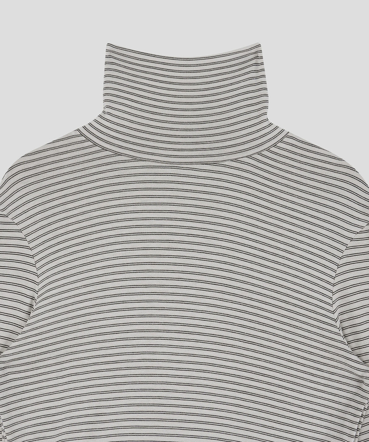 ストライプタートルネックTシャツ