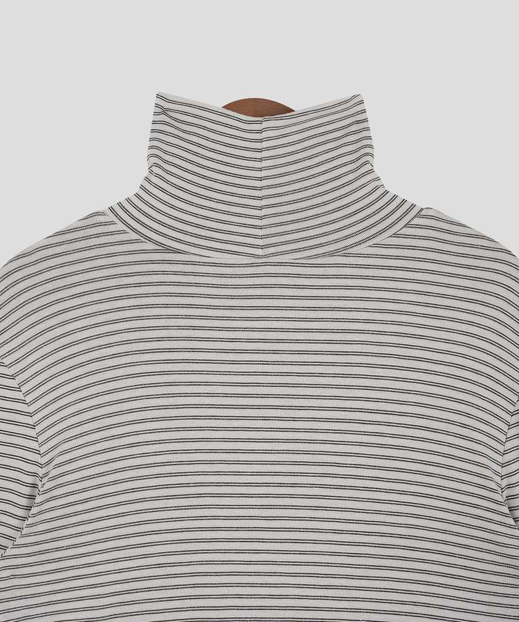 ストライプタートルネックTシャツ