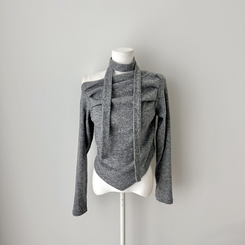 【タイ付き】ドレープオープンニット