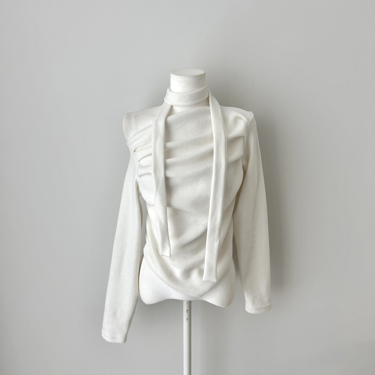 【タイ付き】ドレープオープンニット